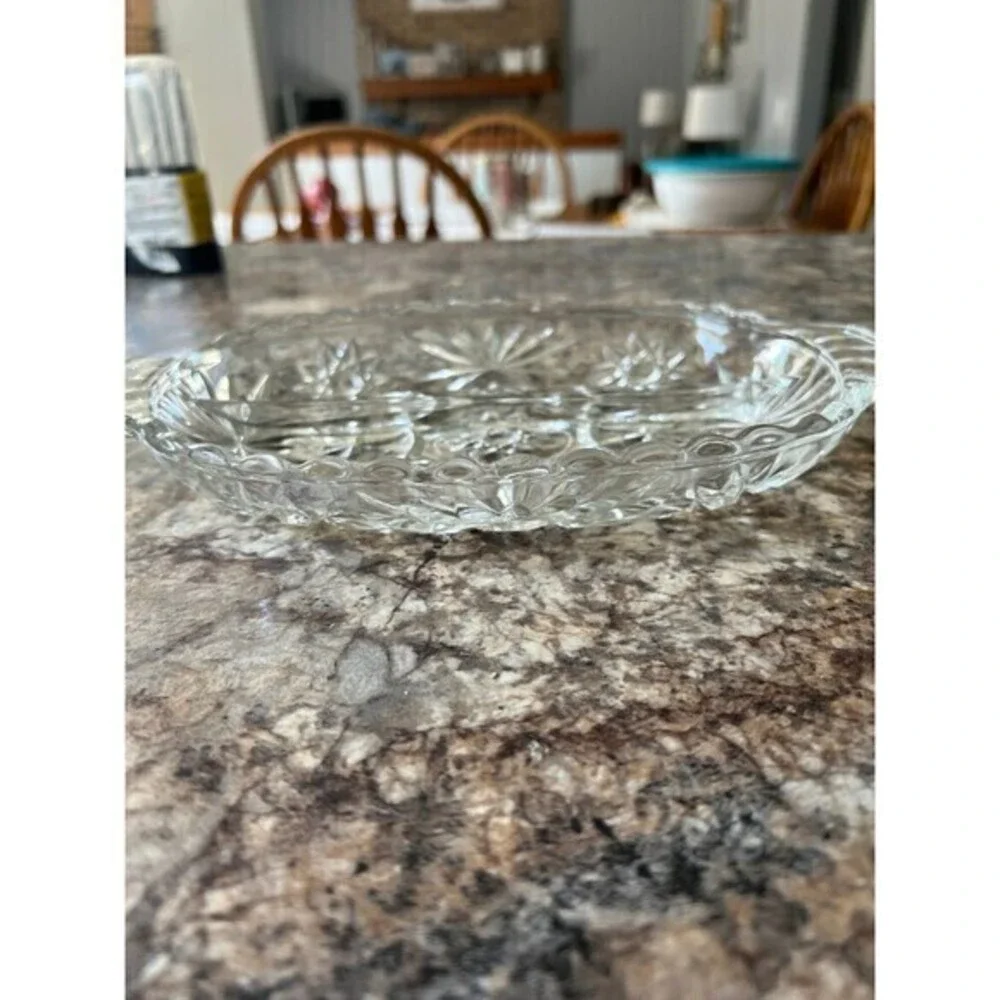 Vintage Anchor Hocking Early American Prescut Star of David Relish Dishes‎ Glass